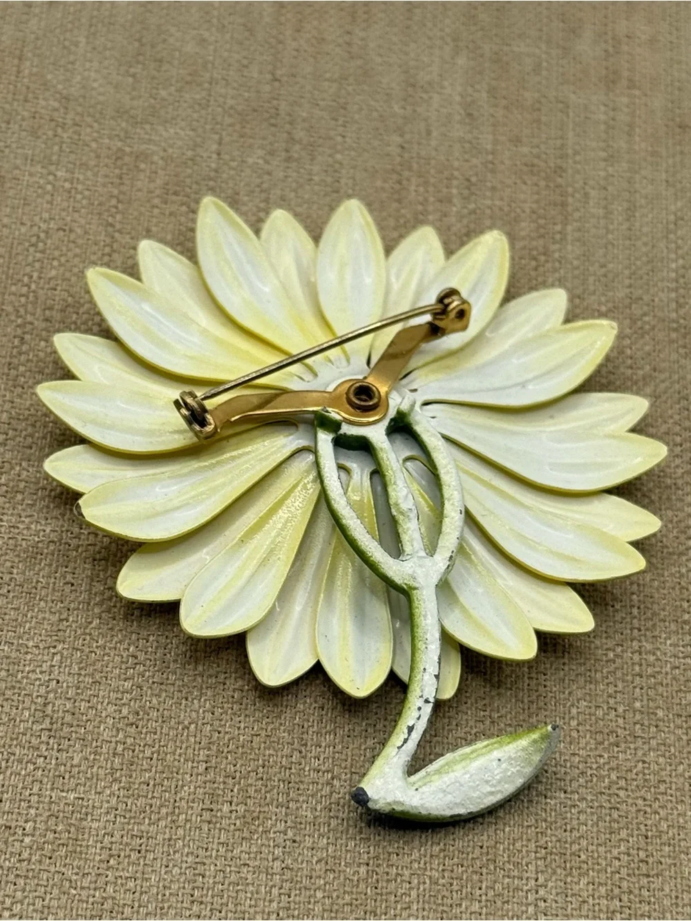 Vintage Yellow enamel flower brooch
